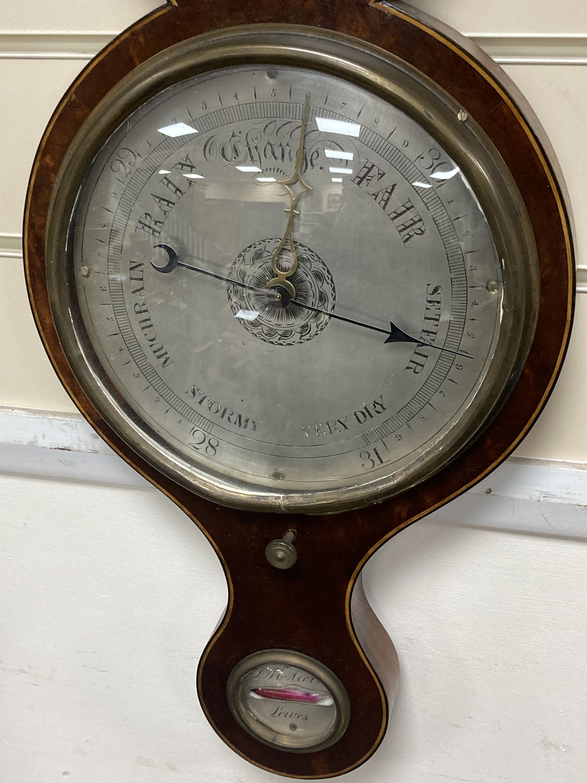 A George III wheel barometer, height 97cm